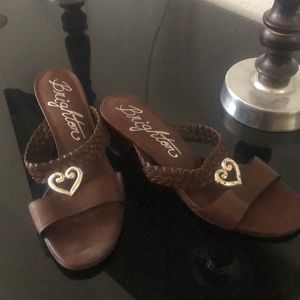 Brighton  brown leather cute feminine heels .